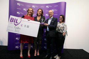 Karin Scholtes (Bil), Stéphanie Jauquet (Cocottes), Luc Frieden (président du conseil d’administration de la Bil) et Karine Vallière (Jumpbox). ((Photo: Matic Zorman))