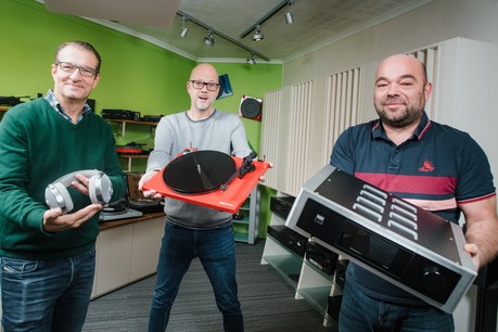 Thierry Abondance, Marc Welter et Guy Foetz, les trois associés à la tête de L’Audiophile. (Photo: Nader Ghavami)