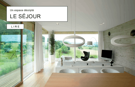 Le séjour de cette maison conçue par Polyform en partenariat avec Christian Bauer et Associés s'ouvre sur le paysage grâce aux grandes baies vitrées. (Photo: Polyform)