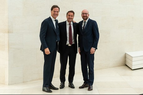 C’est au Mudam que le Premier ministre Xavier Bettel a accueilli ses homologues hollandais et belge, Mark Rutte et Charles Michel. (Photo: Emmanuel Claude / SIP)