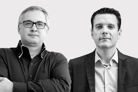 Jean-Paul Scheuren, président de la Chambre immobilière, et Julien Licheron, chercheur au Liser. (Photo: Maison Moderne)