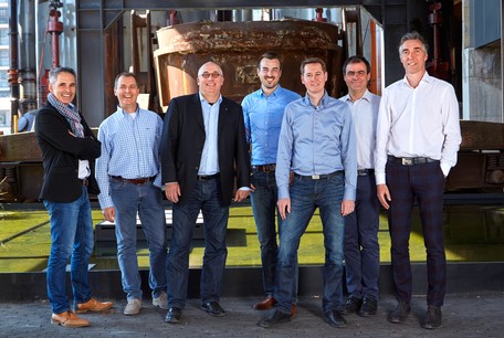 De gauche à droite: Pedro De Matos, Marco Bidaine, Nico Engel, Perry Arrensdorff, Denis Rosolen, Yves Noury et Albert Goedert. (Photo: Christof Weber pour Beng Architectes Associés)