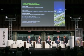 Luc Frieden (Elvinger Hoss Prussen); Jonathan Hughes-Morgan (Morgan Morgan Ltd); Nick Collier (City of London); Nicolas Mackel (Luxembourg for Finance); Sheenagh Gordon-Hart (The Directors' Office) ((Photo: Nelson Coelho / @nelsoncoelhofilms))
