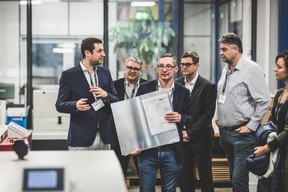 Frédéric Gillen (Reka), Jérôme Barbé (Lusis), Emmanuel Ballouhey-Dauphin (Reka), Marc Vandenhoeke (Spuerkeess), Eric Thilmant (Polygone) et Priscillia Hireche (TNT/Fedex Luxembourg) ((Photo: Arthur Ranzy))