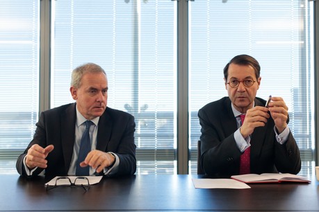 Bruno Houdmont (CEO Luxembourg) et Bruno Colmant (CEO group) conviennent que la stratégie de Degroof Petercam n’est pas de rechercher des acquisitions stratégiques. (Photo: Matic Zorman)