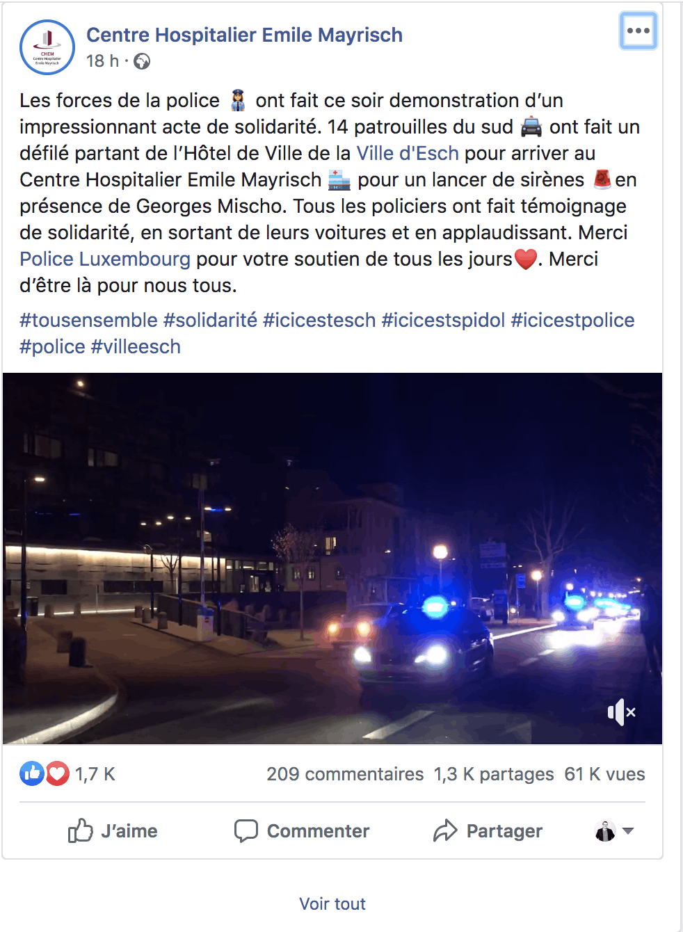 La publication sur le site du centre hospitalier est devenue virale. (Photo: Facebook)