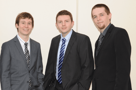 Les trois fondateurs de la start-up: Sylvain Forté (CEO), Pierre Rinaldi (CCO) et Florian Aubry (CTO). (Photo: Sesamm)