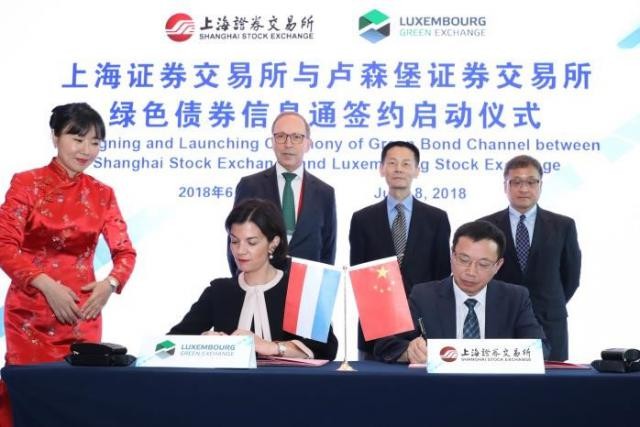 Julie Becker a signé pour le Luxembourg Green Exchange – la plate-forme de la Bourse dédiée aux marchés verts – l’accord avec le Shanghai Stock Exchange. (Photo: Bourse de Luxembourg)