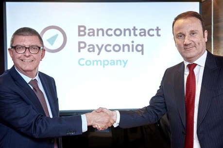 Ivo de Meersman, président du conseil d’administration de Payconiq Belgium, et Michael Anseeuw, président du conseil d’administration de Bancontact Company. (Photo: Bancontact Payconiq Company)