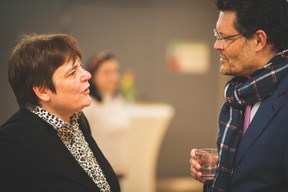 Martine George (Solvay) et Adel Nabhan (Banque Degroof Petercam Luxembourg) ((Photo: Arthur Ranzy))